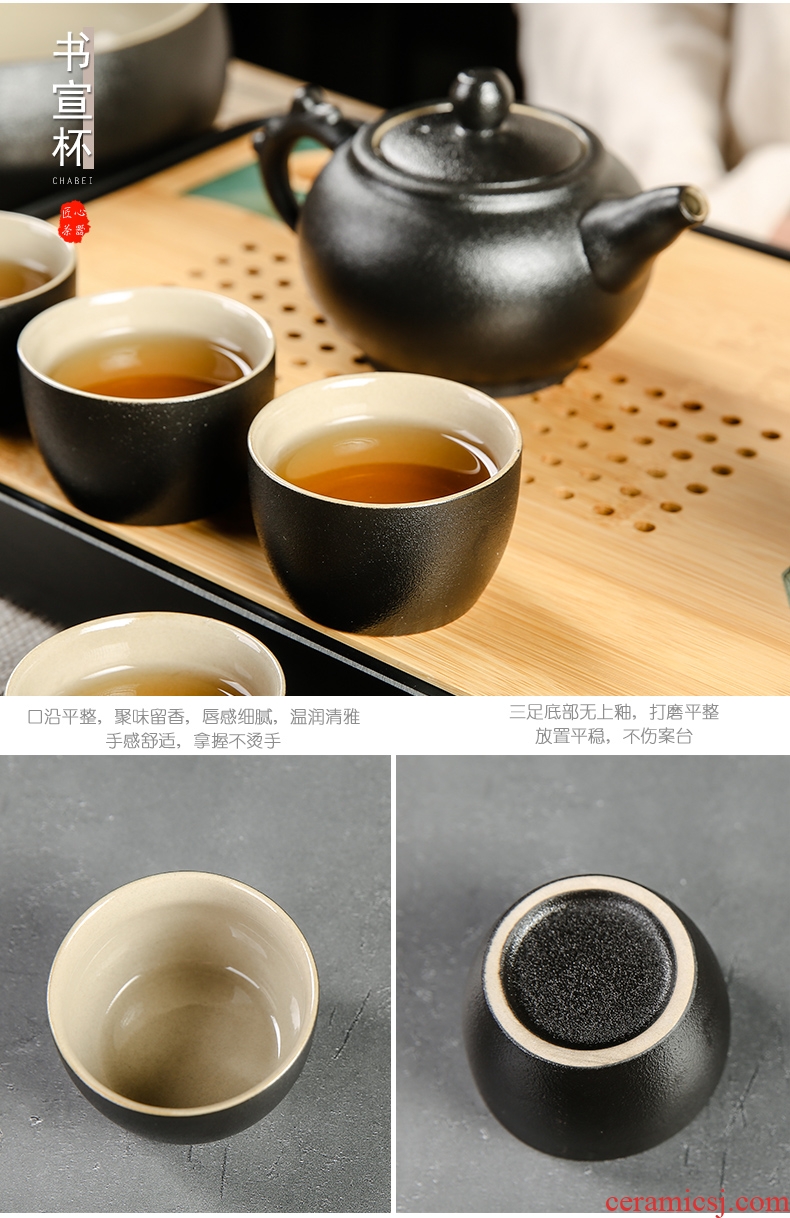 Black ceramic kung fu bo yao zen tea set home office of a complete set of tea teapot teacup GaiWanCha plate