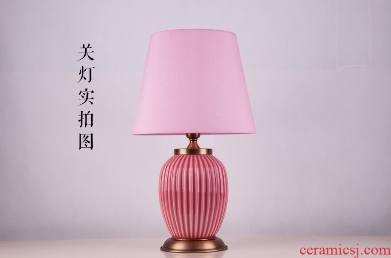 Light luxury american-style lamp ceramic decoration art designer pure color contemporary and contracted sitting room bedroom lamps and lanterns of the head of a bed