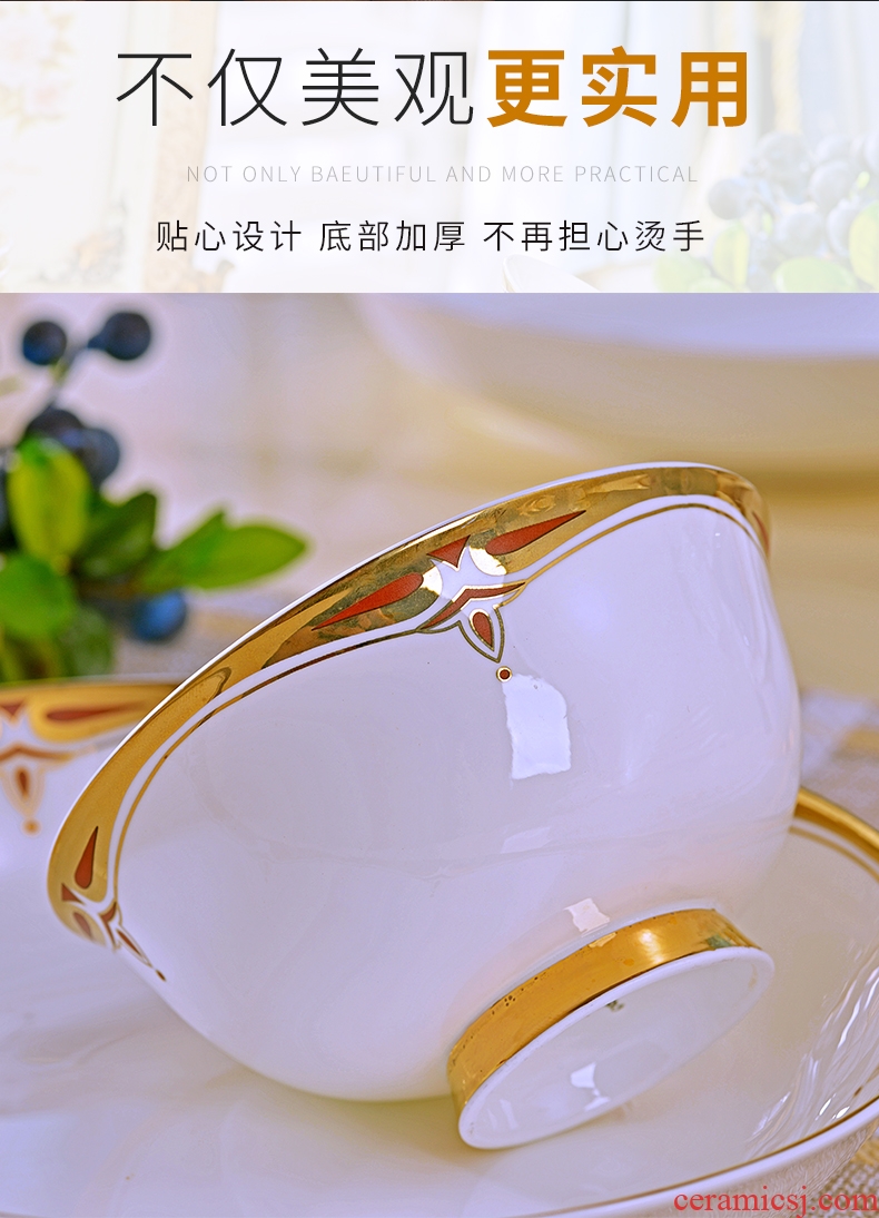 Home dishes suit jingdezhen ceramics high-grade 60 skull porcelain tableware suit dishes European simple dishes