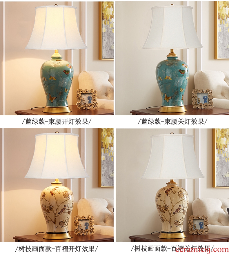 Sitting room corner several sofa American pastoral bedroom european-style atmosphere full of new Chinese style restoring ancient ways of copper ceramic bedside lamp