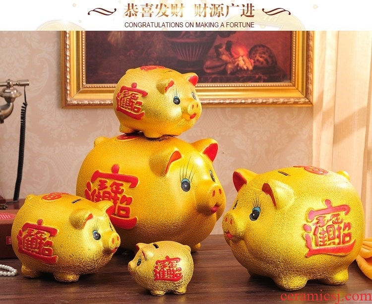 Piggy bank save money piggy bank can one-time aureate ceramic pig little golden pig and large capacity not large household