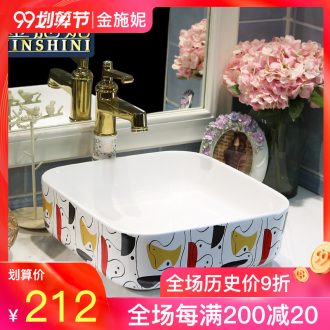 Gold cellnique jingdezhen stage basin ceramic art basin toilet lavabo square basin of abstract art