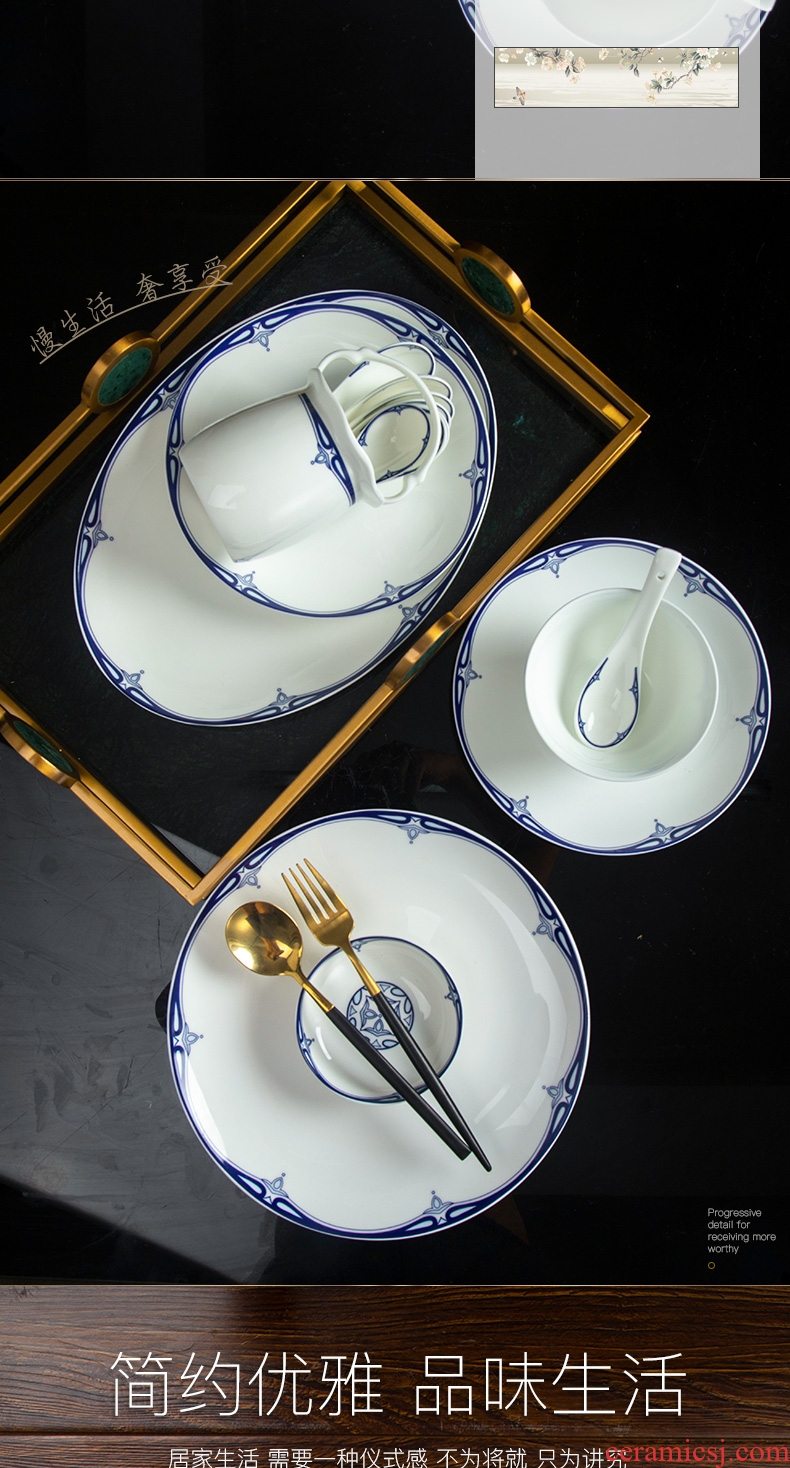 Glair ceramic tableware of Chinese blue and white porcelain bowl chopsticks dishes to eat bread and butter of jingdezhen ceramic dishes suit household