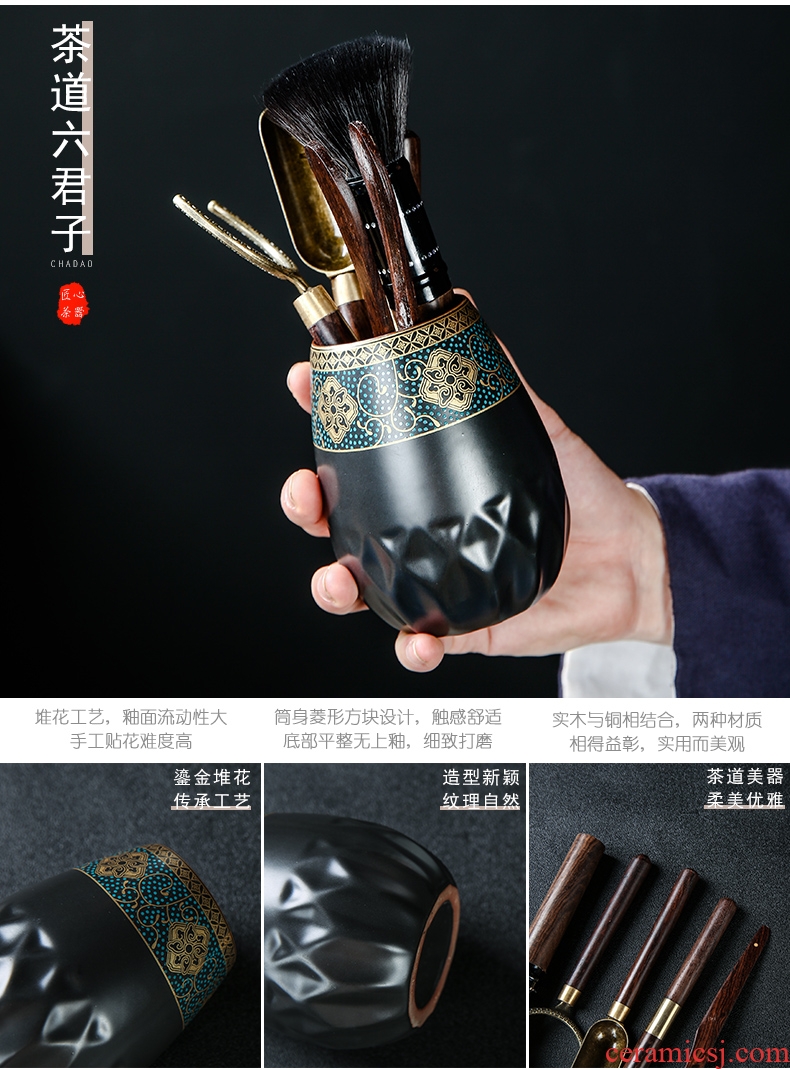 Bo yiu gold kung fu tea set of household ceramic tea lid bowl of tea cups to wash the whole red glaze