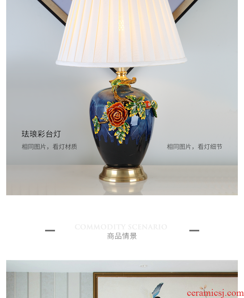 Cartel European American luxury colored enamel lamp creative living room full of bedroom the head of a bed copper ceramic lamp act the role ofing villa