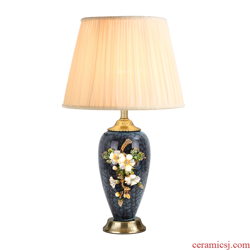 Luxury colored enamel porcelain lamp type full copper individuality creative sitting room lamps and lanterns of bedroom the head of a bed lamp act the role ofing villa