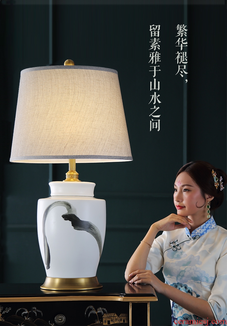 Large number of new Chinese style desk lamp ceramic decoration art study Chinese landscape contracted sitting room porch town house