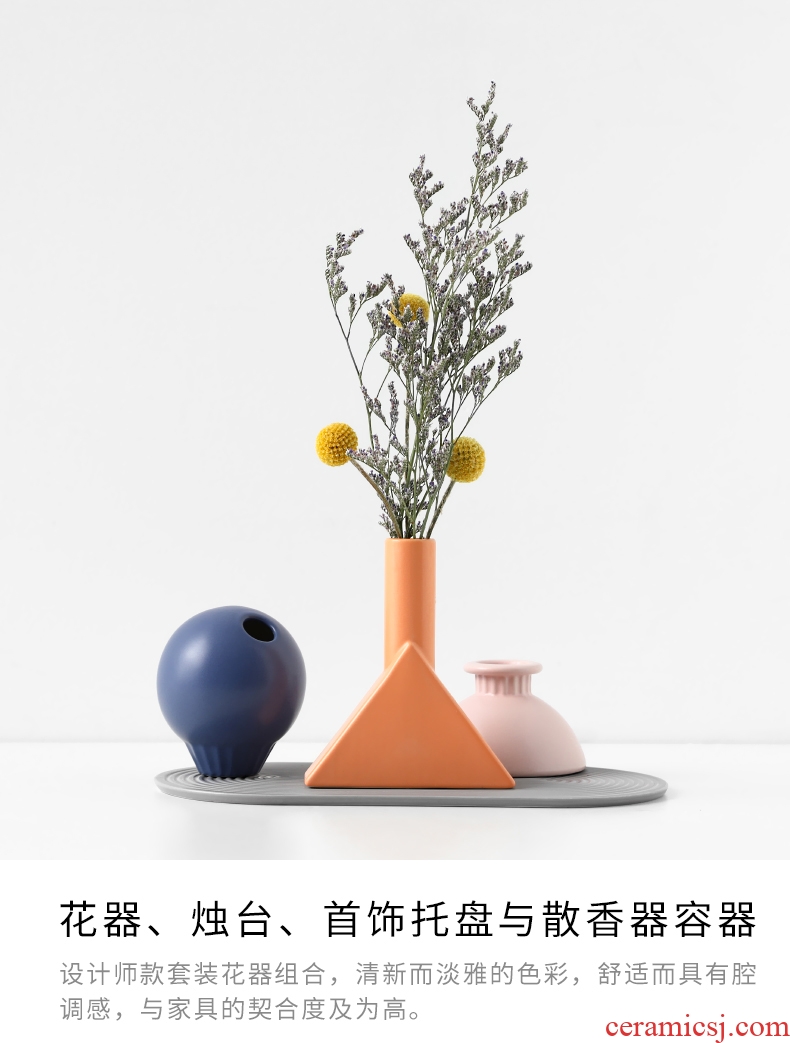 The Nordic idea geometric vase contracted desktop porch decoration furnishing articles sitting room bedroom dry flower arranging flowers ceramic flowers