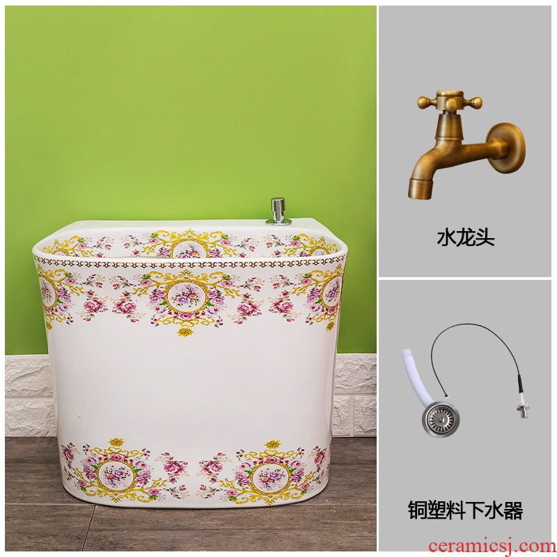 Spring ceramic automatic rain washed mop pool terrace home sweep the floor mop pool toilet basin small mop pool