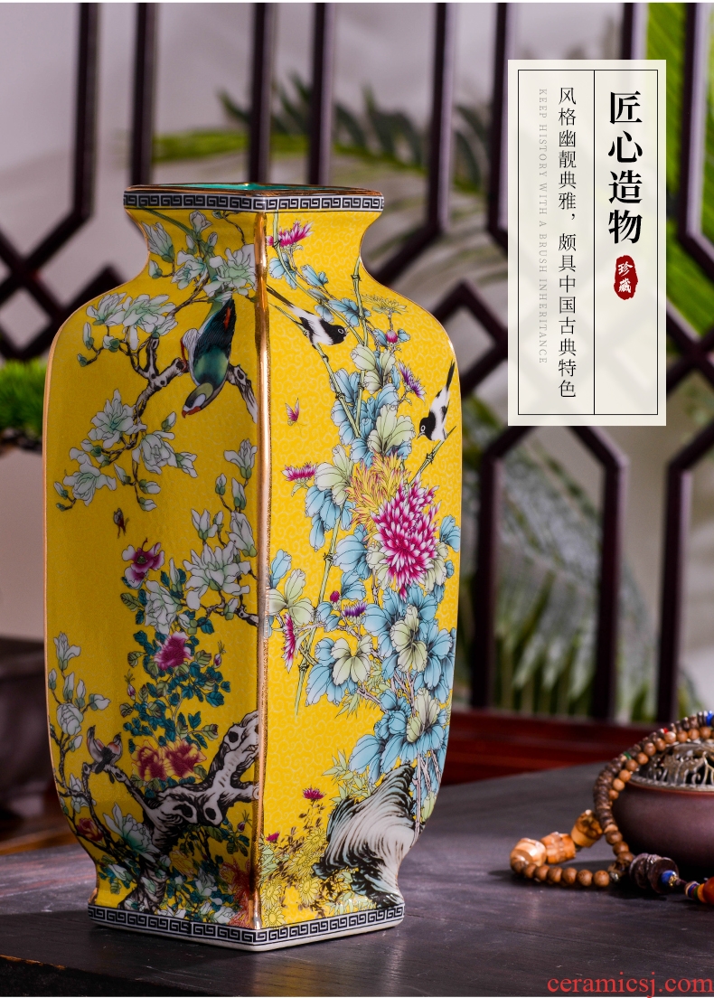 Jingdezhen ceramics imitation qing qianlong Chinese flower arranging the sitting room porch crafts home decoration vase furnishing articles
