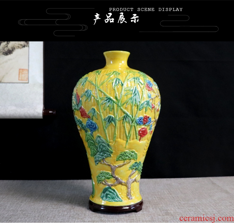 Anaglyph hand-painted vases, jingdezhen ceramics craft furnishing articles dried flower arranging flowers sitting room adornment handicraft decoration