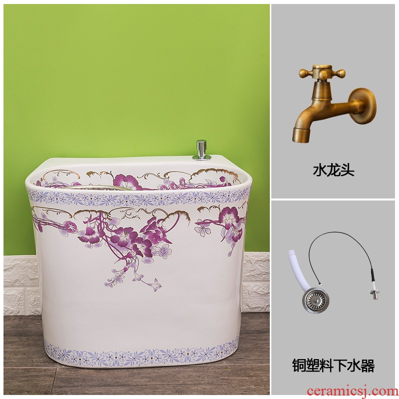 Spring art ceramic decal mop pool household automatic rain washed mop pool toilet basin of the balcony