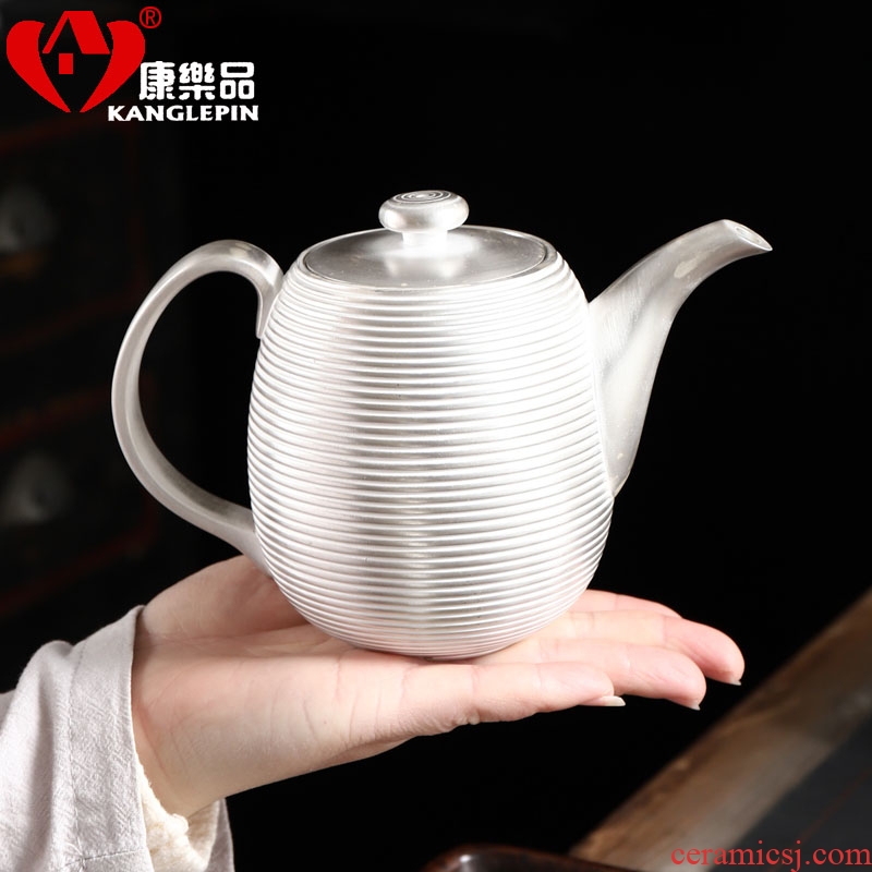 Recreational product silver tea set office sterling silver 999 household contracted purple ceramic kung fu tea cup teapot