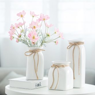 Like a flower european-style fake flowers home decoration decoration floral suit small pure and fresh and simulation hemp rope ceramic vase