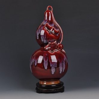 Archaize jun porcelain of jingdezhen ceramics ruby red vase gourd home furnishing articles porch decoration decorative arts and crafts