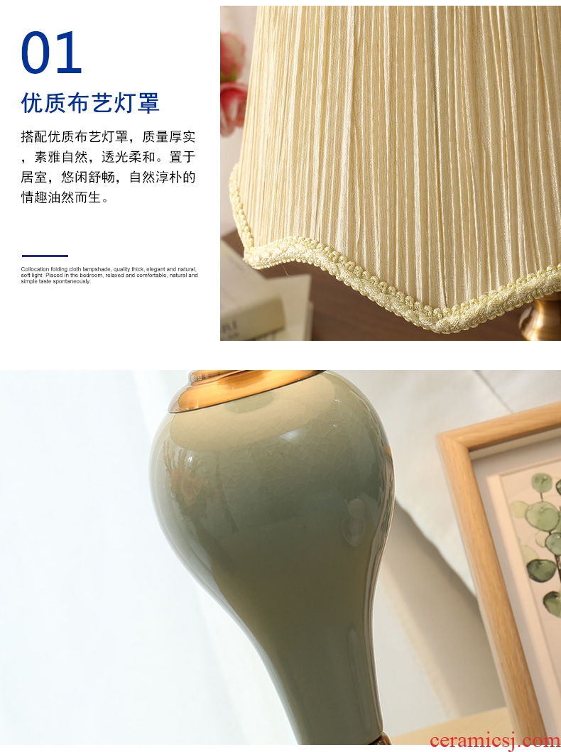 American ceramic lamp of bedroom the head of a bed lamp contracted and contemporary creative personality fashion warm light sweet romance marriage room