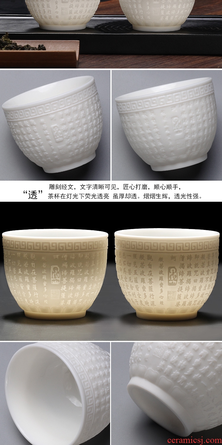 Tang aggregates suet jade dehua pure handmade ceramic cup white household small white jade porcelain cups individual sample tea cup