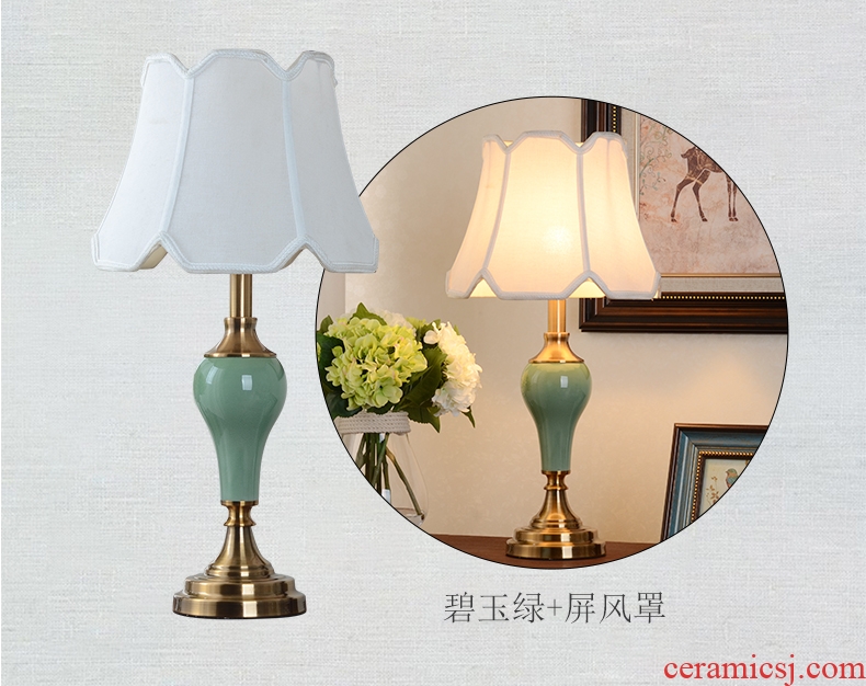 American retro ceramic desk lamp light contracted new Chinese style of bedroom the head of a bed creative continental warm light sitting room desk lamp