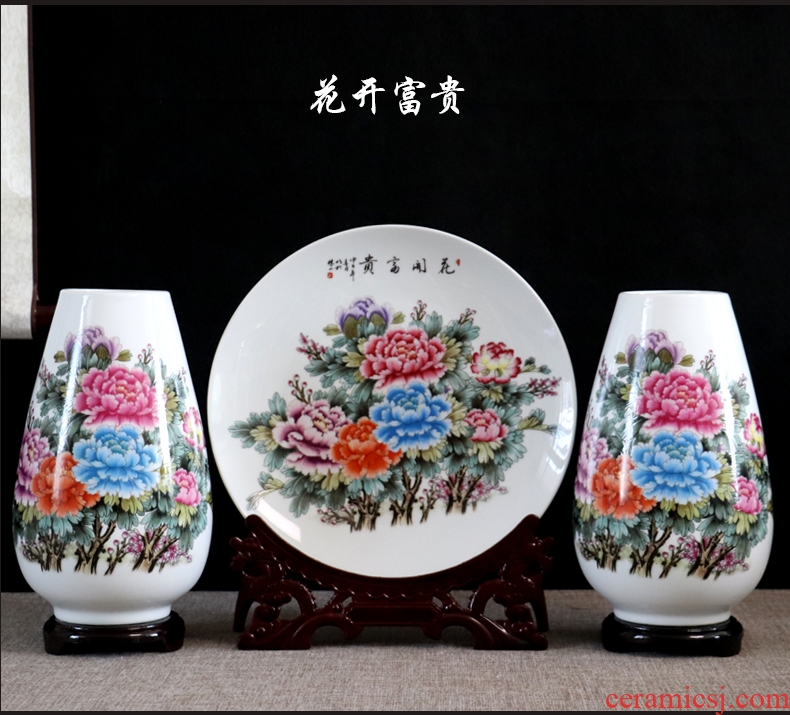 Creative flower three-piece jingdezhen ceramics vase furnishing articles sitting room dry flower arranging flowers small handicraft ornament