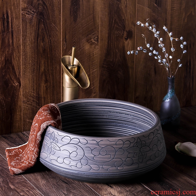Jingdezhen ceramic lavabo is the pool that wash a face new round carving Chinese style hotel bathroom toilet art basin