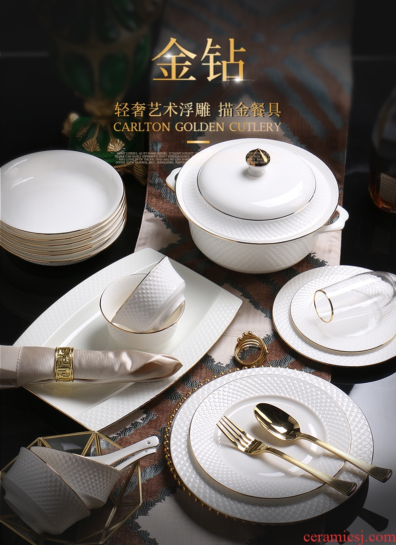 Nordic of creative personality bowls plates outfit light jingdezhen high-class european-style luxury creative western food web celebrity tableware