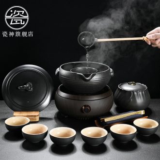 Household ancient ceramic porcelain god boiling kettle black and white pu 'er tea home points tea is the tea, the electric TaoLu suits