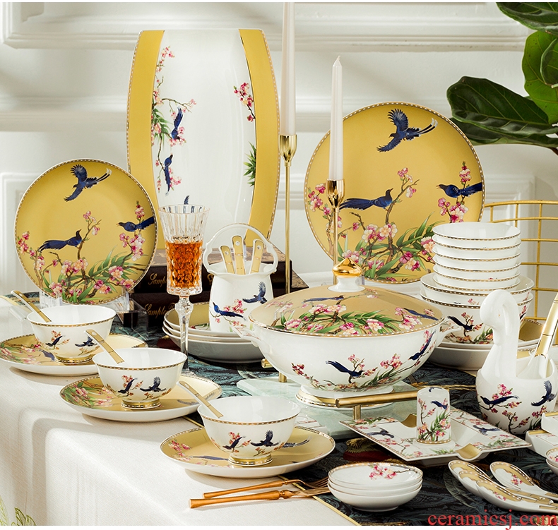 Fire color jingdezhen ceramic tableware suit household luxury dishes combine European ceramic dishes suit