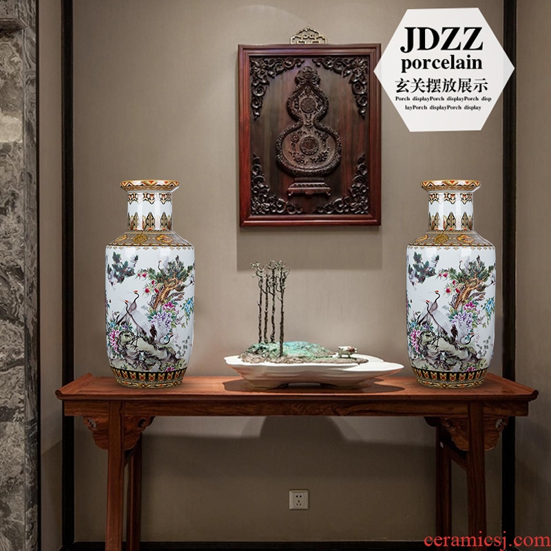 Large Chinese jingdezhen ceramics vase pastel landing big sitting room adornment TV ark vase furnishing articles