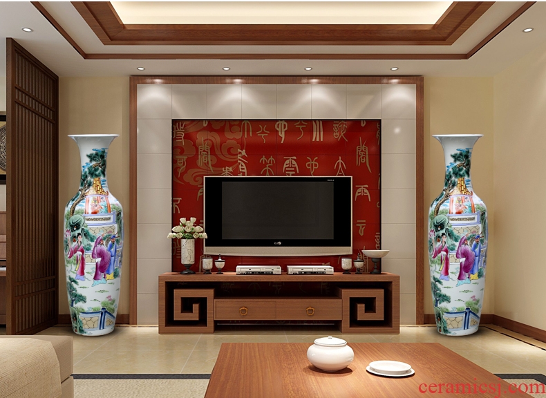 Jingdezhen ceramics hand-painted pastel the eight immortals at large figure sitting room of large vases, the hotel Chinese style household furnishing articles