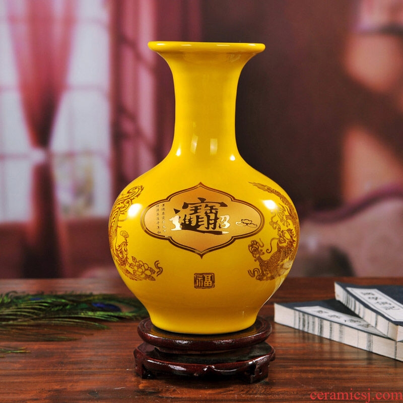 Jingdezhen ceramics China red peony flowers prosperous vase furnishing articles household decoration decoration in the living room