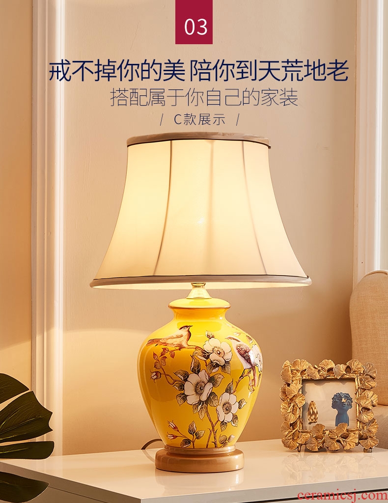 American ceramic desk lamp contracted and contemporary bedroom berth lamp creative nightstand european-style sweet romance warm light decoration