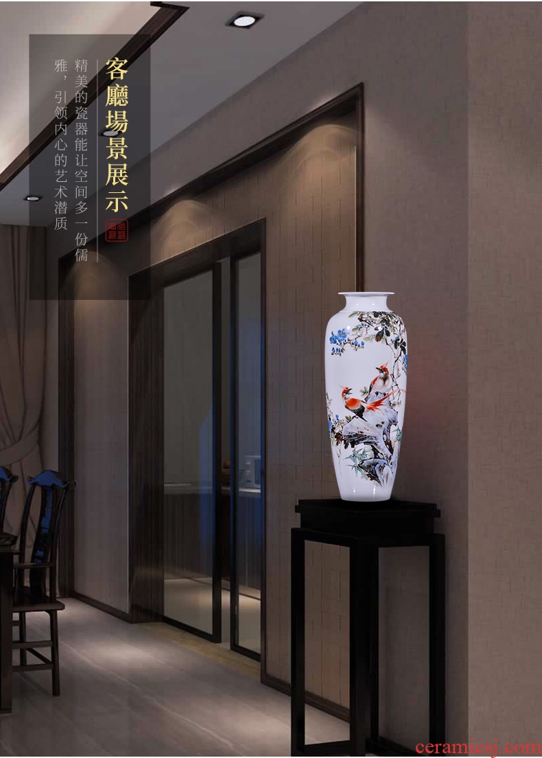 Jingdezhen ceramic painting birds and flowers in the vase furnishing articles new Chinese style office sitting room porch decoration craft gift