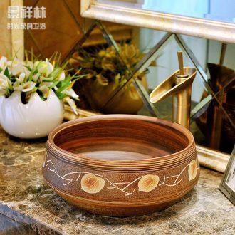Package mail European contracted jingdezhen art basin bowl shape of the basin that wash a face hand wash basin & ndash; The leaves rustling
