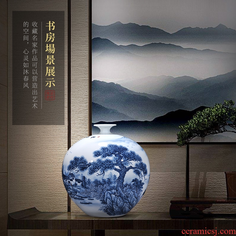 Jingdezhen ceramics hand-painted dried flowers of blue and white porcelain vases, TV ark new Chinese style sofa sitting room decorations furnishing articles