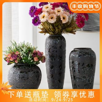 Jingdezhen living room TV cabinet porcelain vase porch archaize ceramic bottle furnishing articles black flower implement retro decoration bottles