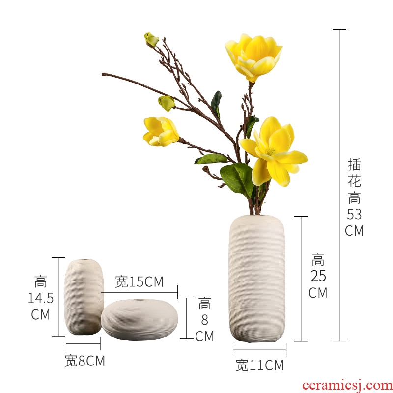 Contemporary and contracted sitting room table ceramic vase furnishing articles european-style flower arranging dried flower flower implement household soft adornment in the living room