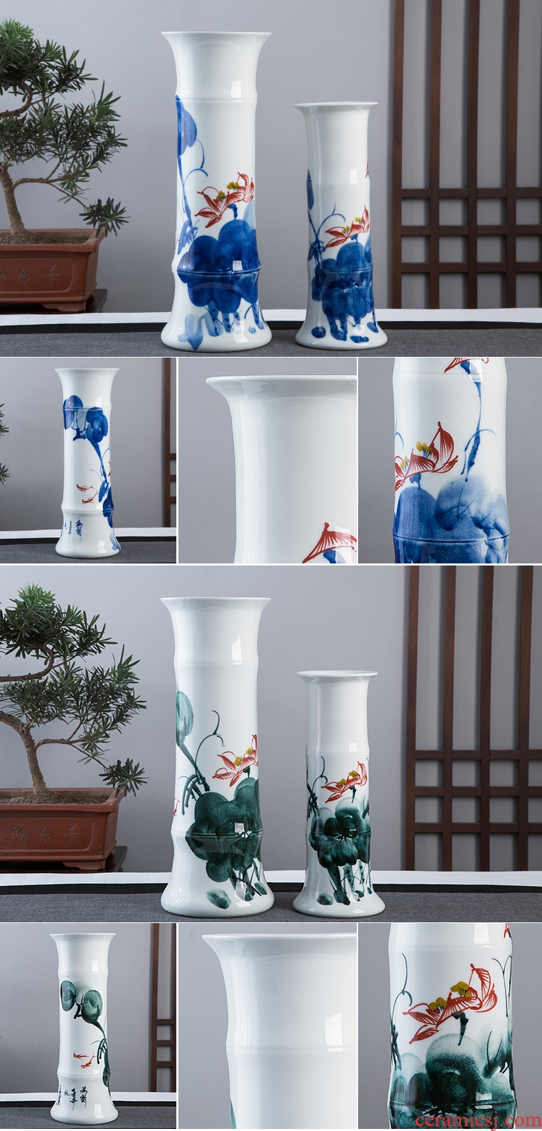 Jingdezhen hand-painted ceramic vase now rising furnishing articles sitting room ground hydroponic lucky bamboo flower arrangement craft ornaments