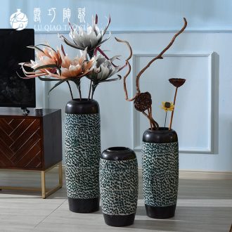 Jingdezhen ceramics new Chinese vase furnishing articles dried flower arranging flowers sitting room european-style circular desk ground bottle