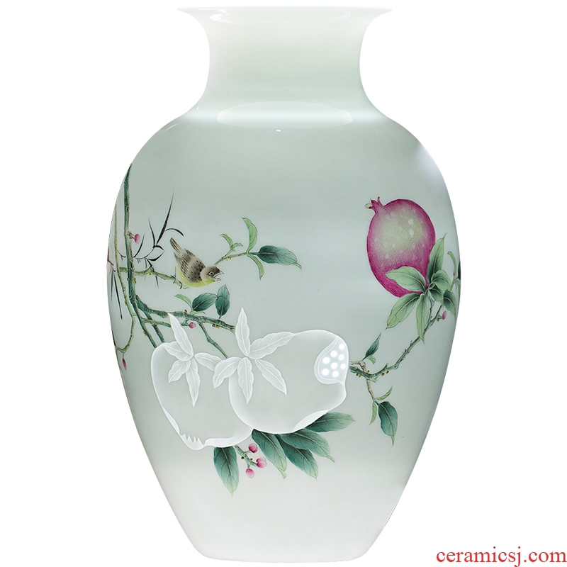 Jingdezhen ceramic vase famous hand-painted Chinese pomegranate thin foetus and exquisite furnishing articles home sitting room adornment flower arrangement