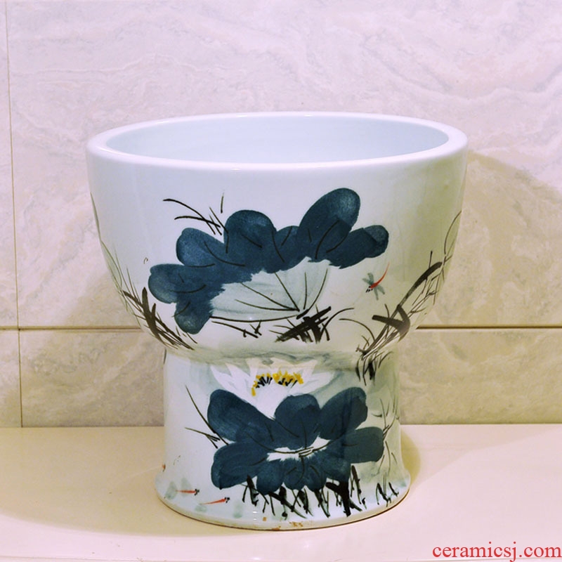 Package mail European contracted jingdezhen conjoined art basin - mop mop pool, mop pool & ndash; Hand painted lotus