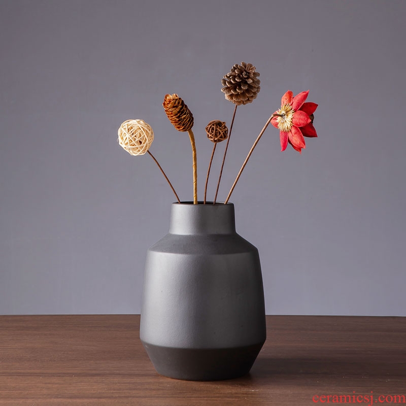 Black flower arranging furnishing articles of contemporary sitting room is contracted decorative dried flower vases, jingdezhen ceramic vase zen study