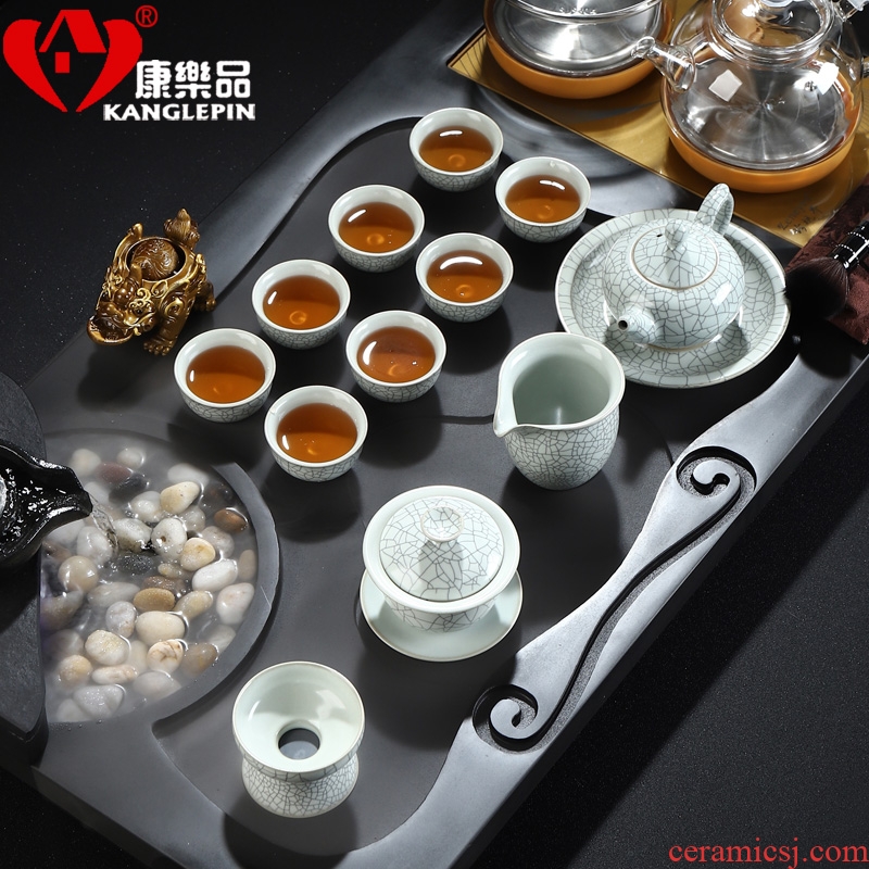 Recreational products sharply stone atomization suit household longquan celadon kung fu tea tray tea sets tea ceramic teapot teacup