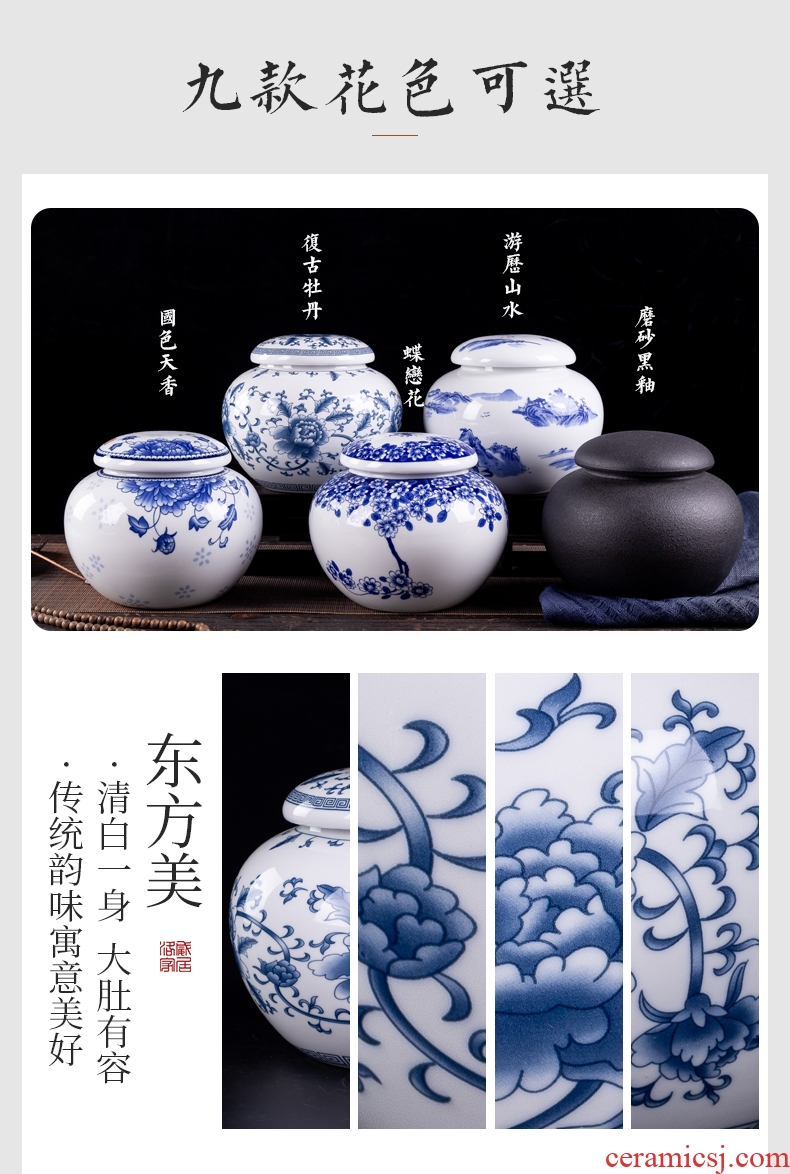 Blower, caddy ceramic seal pot jingdezhen domestic large pu 'er tea box POTS and POTS