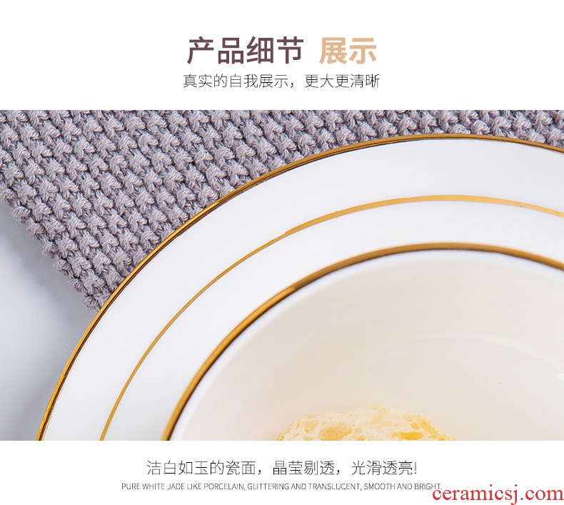 Jingdezhen porcelain Jin Bianshuang ear bone soup bowl western dessert double peel milk bowl of household ceramic borscht steamed egg bowl