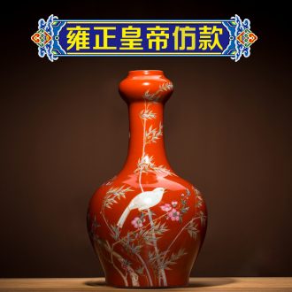 Better sealed kiln jingdezhen ceramic vase red garlic bottle home furnishing articles rich ancient frame craft porcelain small living room