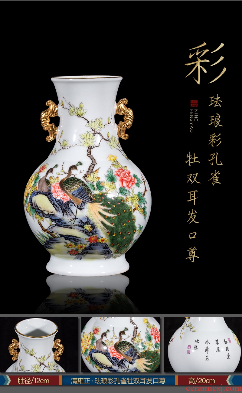 Ning hand-painted archaize sealed kiln jingdezhen ceramic bottle furnishing articles of sitting room color text stroke study Chinese orphan works, 69