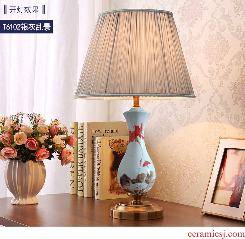 American ceramic desk lamp lights sitting room warm and romantic wedding creative study of bedroom the head of a bed is adjustable light remote control decoration