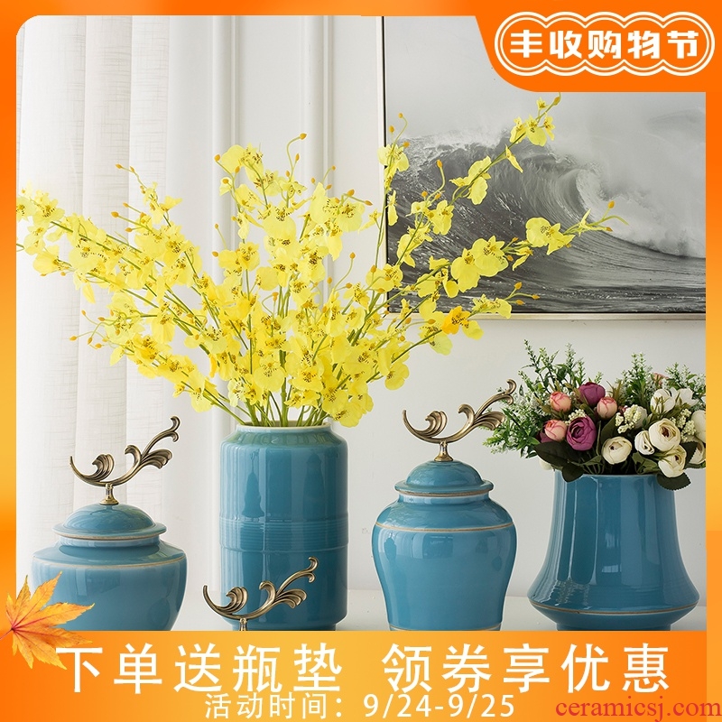 Married the dining-room of Europe type vase flower arranging furnishing articles sitting room bedroom adornment porcelain with cover a China ceramic bottle