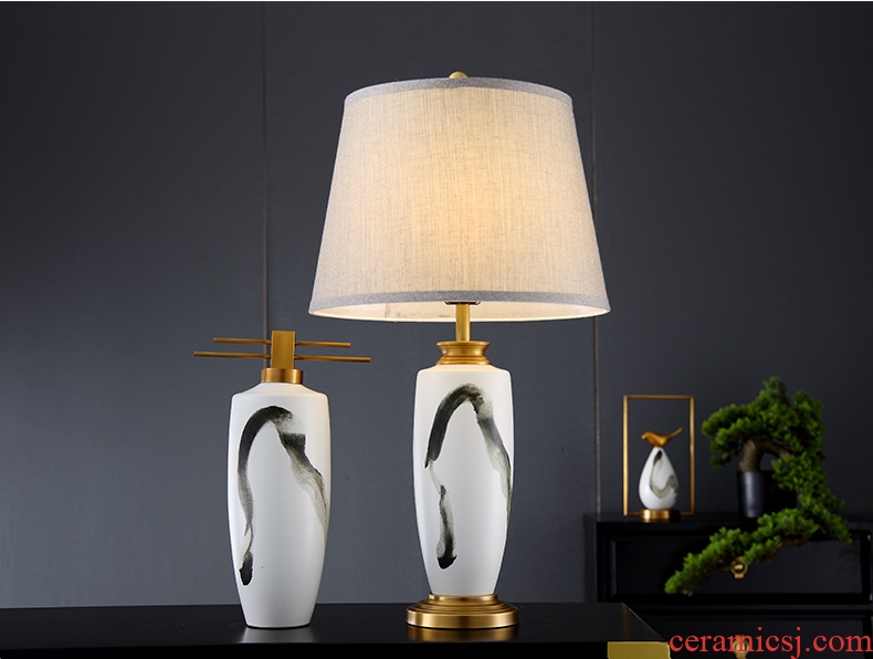 Furnishing articles lamp is acted the role of form a complete set of new Chinese style ceramic vase cut decorative arts study zen Chinese wind landscape contracted