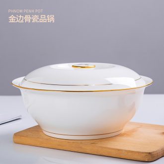 Jingdezhen with cover round ceramic soup pot pot bone China phnom penh soup pot creative large-sized domestic large bowl of soup bowl